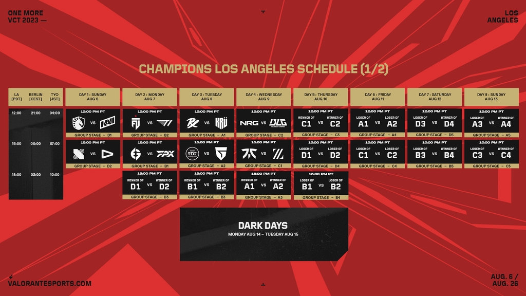 Official Tournament Schedule